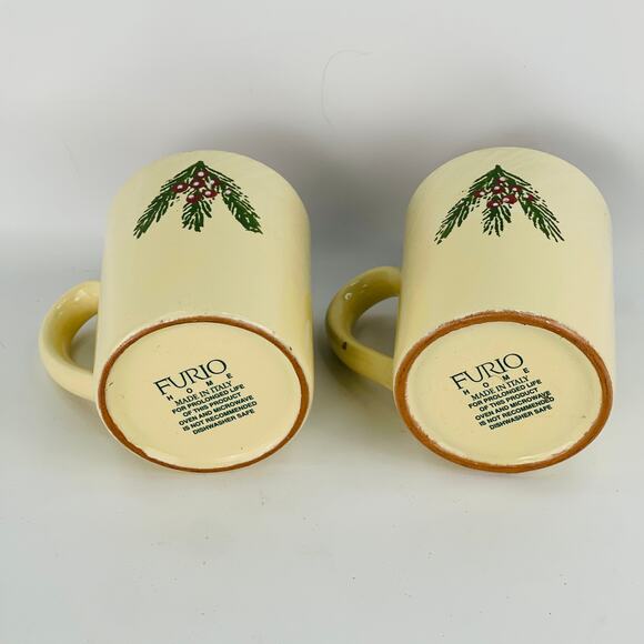 Furio Home Italy Holiday Pine Bow Mugs 15 oz - Picture 2 of 5